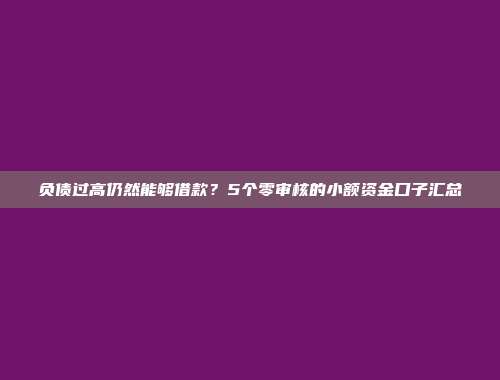 负债过高仍然能够借款？5个零审核的小额资金口子汇总