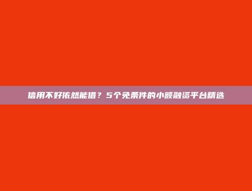 信用不好依然能借？5个免条件的小额融资平台精选