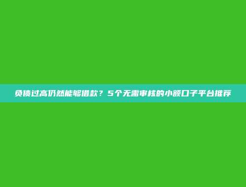 负债过高仍然能够借款？5个无需审核的小额口子平台推荐