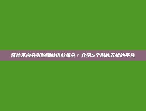 征信不良会影响哪些借款机会？介绍5个借款无忧的平台