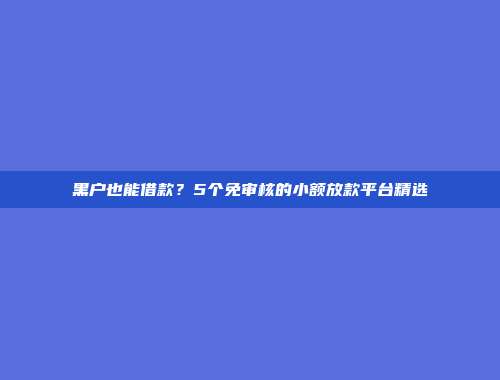 黑户也能借款？5个免审核的小额放款平台精选