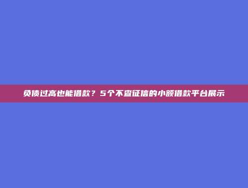 负债过高也能借款？5个不查征信的小额借款平台展示