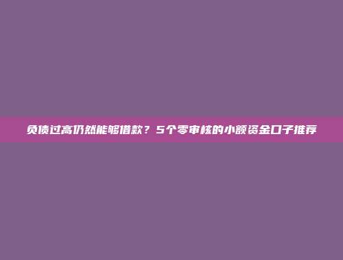 负债过高仍然能够借款？5个零审核的小额资金口子推荐