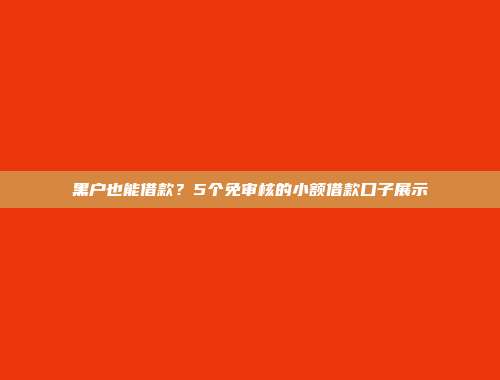 黑户也能借款？5个免审核的小额借款口子展示