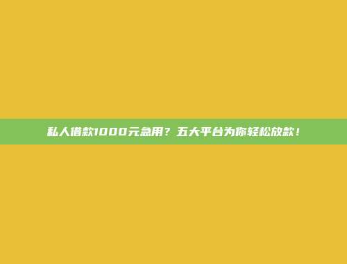 私人借款1000元急用？五大平台为你轻松放款！