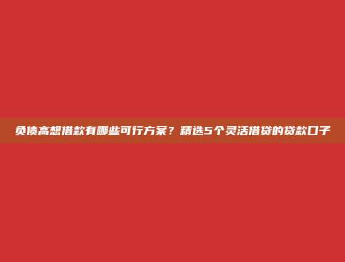 负债高想借款有哪些可行方案？精选5个灵活借贷的贷款口子