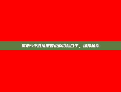 展示5个低信用要求的贷款口子，推荐给你