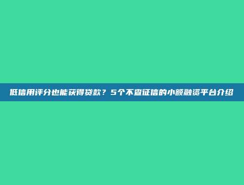 低信用评分也能获得贷款？5个不查征信的小额融资平台介绍