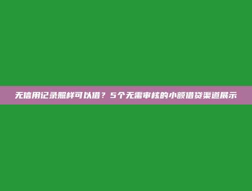 无信用记录照样可以借？5个无需审核的小额借贷渠道展示