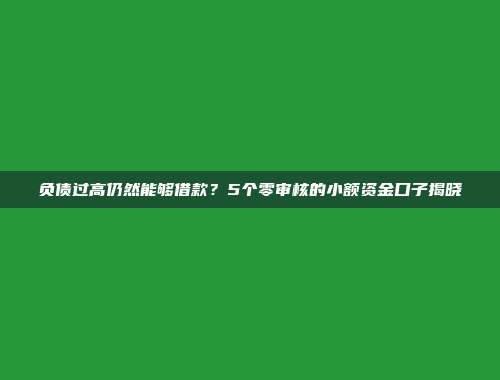 负债过高仍然能够借款？5个零审核的小额资金口子揭晓