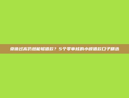 负债过高仍然能够借款？5个零审核的小额借款口子精选