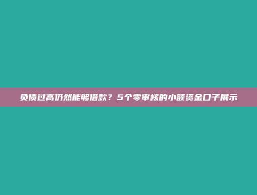 负债过高仍然能够借款？5个零审核的小额资金口子展示