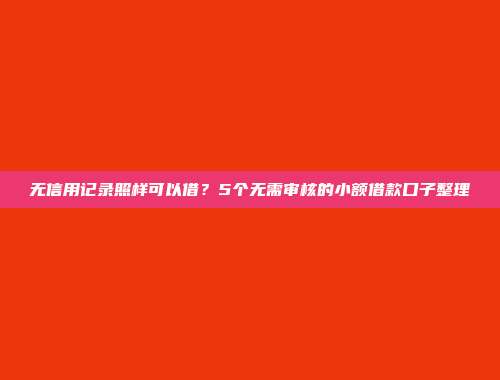 无信用记录照样可以借？5个无需审核的小额借款口子整理