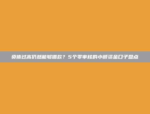 负债过高仍然能够借款？5个零审核的小额资金口子盘点