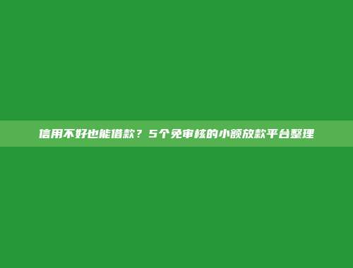 信用不好也能借款？5个免审核的小额放款平台整理