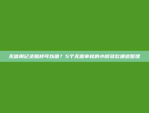 无信用记录照样可以借？5个无需审核的小额贷款通道整理