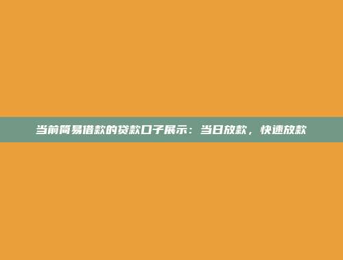 当前简易借款的贷款口子展示：当日放款，快速放款