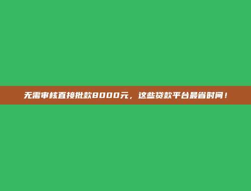 无需审核直接批款8000元，这些贷款平台最省时间！