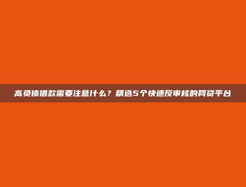 高负债借款需要注意什么？精选5个快速反审核的网贷平台