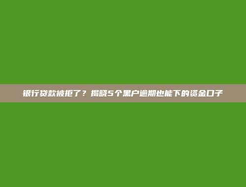 银行贷款被拒了？揭晓5个黑户逾期也能下的资金口子