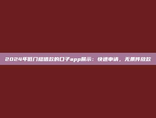 2024年低门槛借款的口子app展示：快速申请，无条件放款