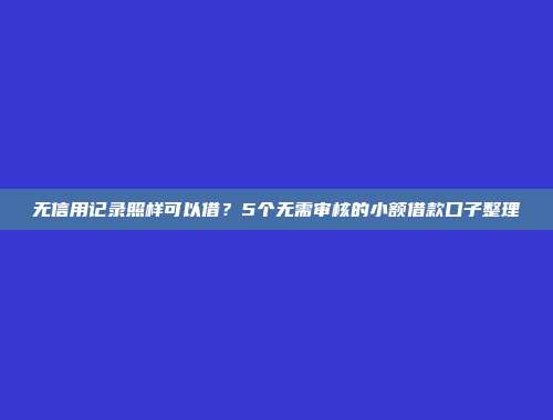 无信用记录照样可以借？5个无需审核的小额借款口子整理