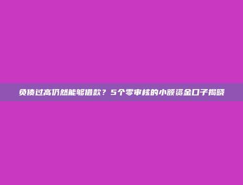 负债过高仍然能够借款？5个零审核的小额资金口子揭晓