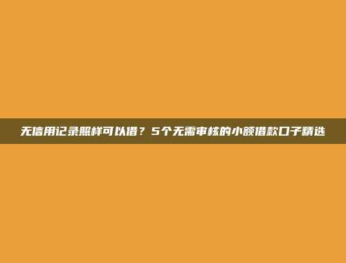 无信用记录照样可以借？5个无需审核的小额借款口子精选