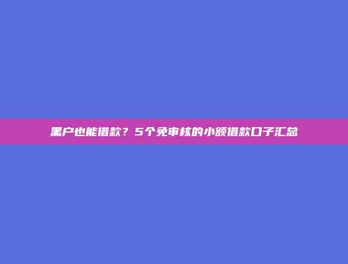 黑户也能借款？5个免审核的小额借款口子汇总