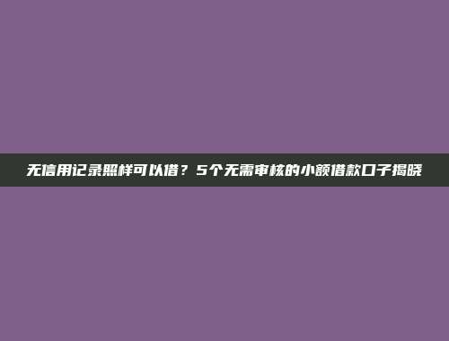 无信用记录照样可以借？5个无需审核的小额借款口子揭晓