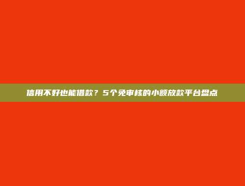 信用不好也能借款？5个免审核的小额放款平台盘点