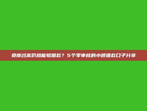 负债过高仍然能够借款？5个零审核的小额借款口子分享