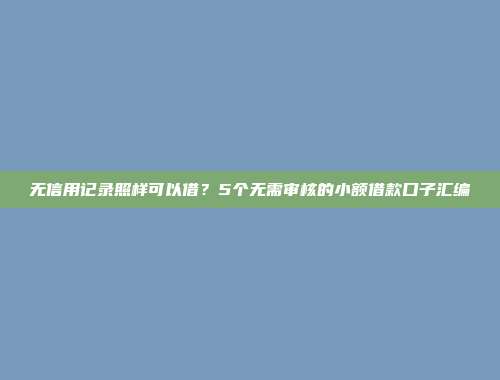 无信用记录照样可以借？5个无需审核的小额借款口子汇编