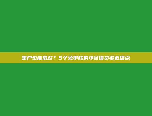 黑户也能借款？5个免审核的小额借贷渠道盘点