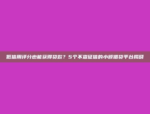 低信用评分也能获得贷款？5个不查征信的小额借贷平台揭晓