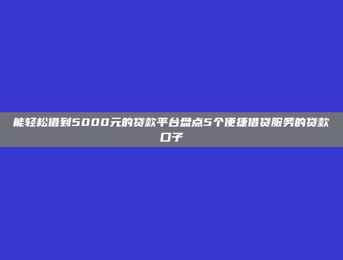 能轻松借到5000元的贷款平台盘点5个便捷借贷服务的贷款口子