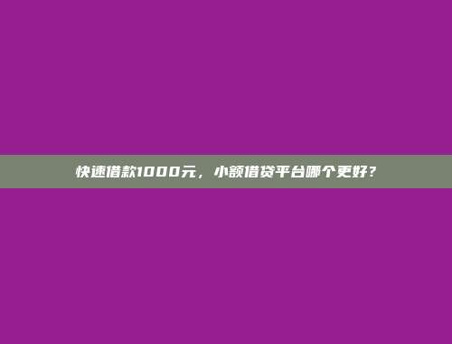 快速借款1000元，小额借贷平台哪个更好？