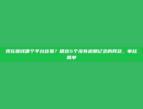 信用不好的人福音！当前5个快速放款的贷款平台展示