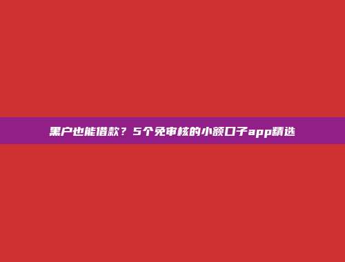 黑户也能借款？5个免审核的小额口子app精选