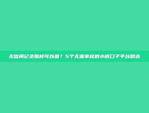 无信用记录照样可以借？5个无需审核的小额口子平台精选