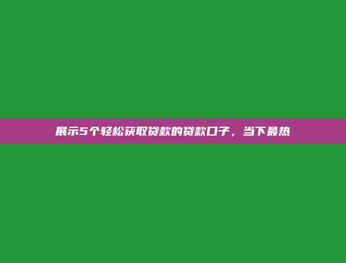 展示5个轻松获取贷款的贷款口子，当下最热