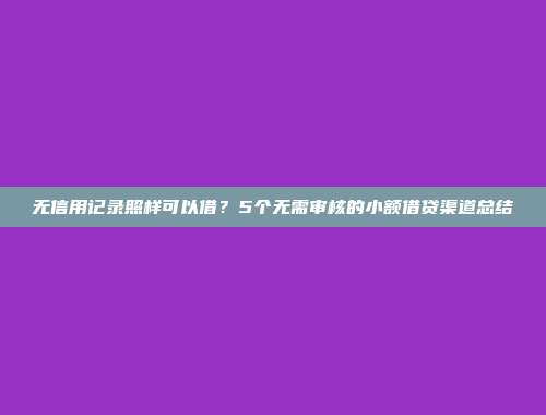 无信用记录照样可以借？5个无需审核的小额借贷渠道总结