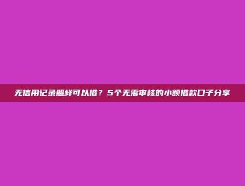 无信用记录照样可以借？5个无需审核的小额借款口子分享