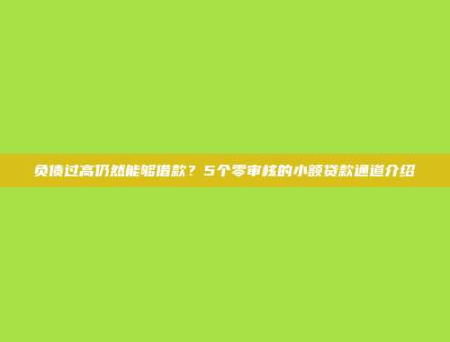 负债过高仍然能够借款？5个零审核的小额贷款通道介绍