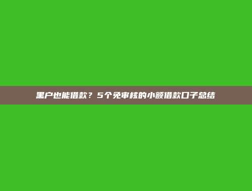 黑户也能借款？5个免审核的小额借款口子总结