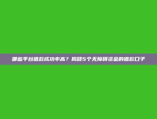 哪些平台借款成功率高？揭晓5个无障碍资金的借款口子