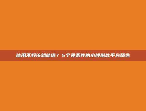 信用不好依然能借？5个免条件的小额借款平台精选