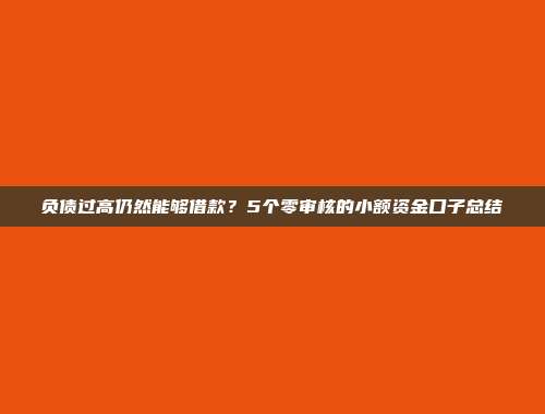 负债过高仍然能够借款？5个零审核的小额资金口子总结