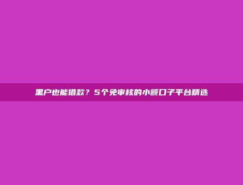 黑户也能借款？5个免审核的小额口子平台精选