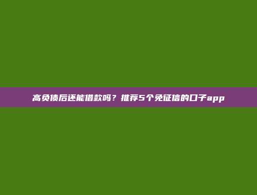 高负债后还能借款吗？推荐5个免征信的口子app